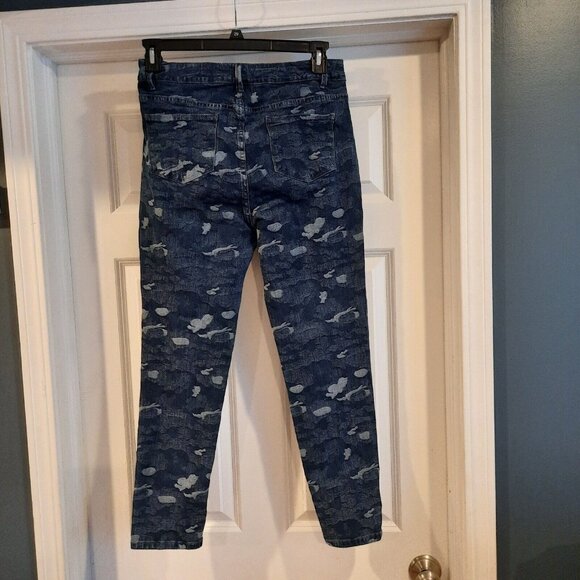 Soft Surroundings Jeans Womens Medium Blue Camo Skinny Pull On Jegging Stretch - Picture 2 of 11